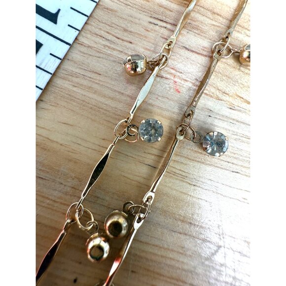 Dainty Gold Tone Necklace With Clear Crystal Accents & Adjustable Lobster Clasp - Picture 4 of 6